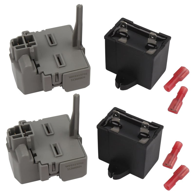 Seentech 2319792 W10197428 W10189190 TSD2 Overload and Start Relay & Compressor Run Capacitor by - Compatible with Whirlpool Kenmore Refrigerators – Replaces: 2264017 W10662129 (Pack 2) - Image 1